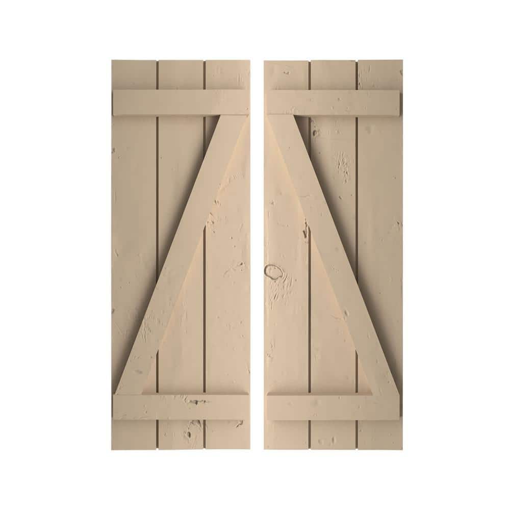 16.5 in. x 74 in. Timberthane Polyurethane 3-Board Joined Board-n-Batten Knotty Pine Faux Wood Shutters w/Z-Board Pair price history on PriceWatchPro