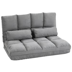 40.25" Grey Suede Double Floor Sofa Bed with 7 Position Adjustable Backrest