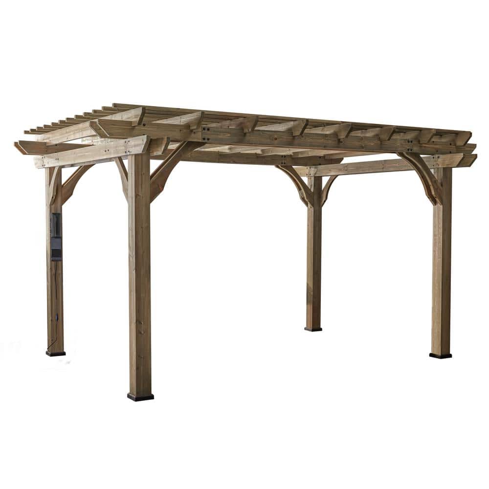 Somerville 14' x 10' Cedar Wood Pergola with Electric Outlets