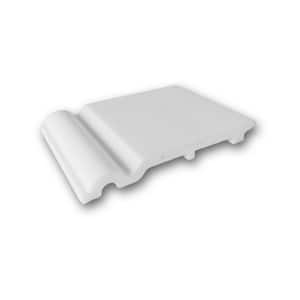 5/8 in. D x 5-3/8 in. W x 4 in. L Primed White High Impact Polystyrene Baseboard Moulding Sample Piece