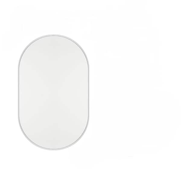 Hot Sale 20 in. W x 34 in. H Oval White Recessed Metal Framed Bath Medicine Cabinet with Mirror and Adjustable Shelves