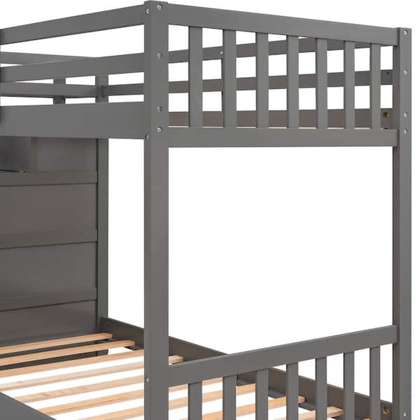 Qualfurn Gray Twin Over Double, Lego Bunk Bed With Slide