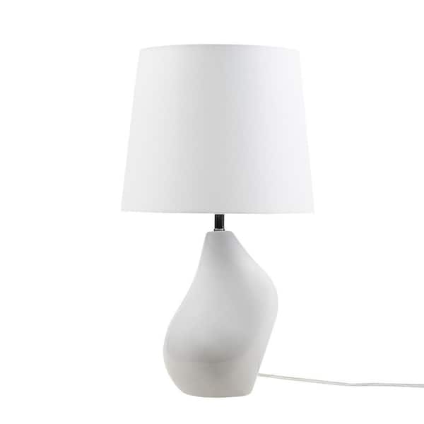 INK+IVY ZenGlossy 21.75 in. Grey Asymmetrical Ceramic Table Lamp