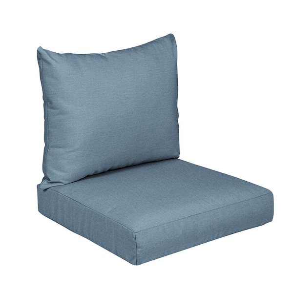 SORRA HOME 27 in. x 29 in. x 5 in. 2-Piece Deep Seating Outdoor Dining Chair Cushion in Sunbrella Spectrum Denim