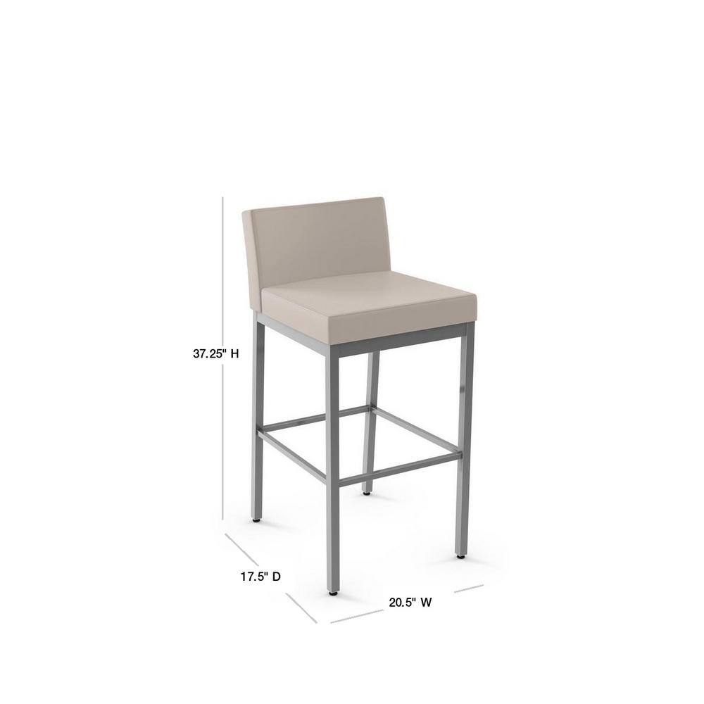 White Leather and Wood Swivel Bar Stool with Metal Frame