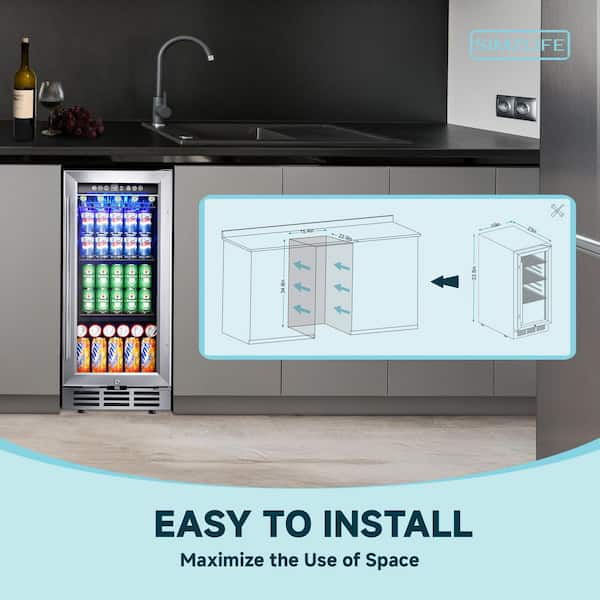 SIMZLIFE 23.in. Single Zone 130-Cans Freestanding/Built-in