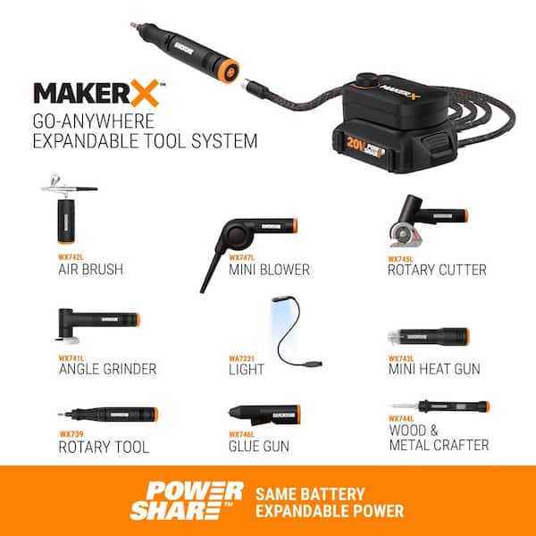 Worx MakerX 20V Rotary Tool Kit with 