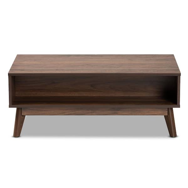 Baxton Studio Hartman 38 in. Walnut Brown Rectangle Wood Coffee