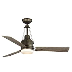 Highpointe 54in Indoor Vintage Steel Ceiling Fan with Remote Control and LED Light