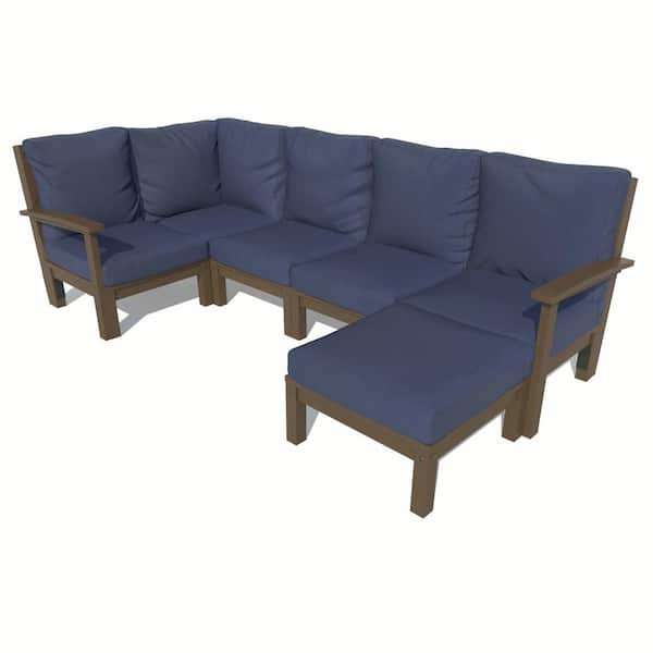 Highwood Bespoke Deep Seating 6-Piece Plastic Outdoor Sectional Set with Ottoman and with Cushions