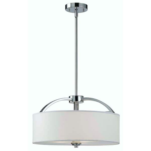 Canarm Milano 3 Light Chrome Chandelier With White Fabric Shade Ich425a03ch16 Canarm Milano 3 Light Chrome Chandelier, Canarm Lighting Catalogue 2020