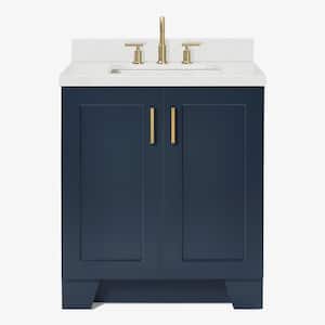 Taylor 30.25 in. W x 22 in. D x 36 in. H Single Sink Freestanding Bath Vanity in Midnight Blue with Carrara Quartz Top