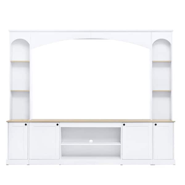 Harper & Bright Designs White Elegant Arched Wood Grain