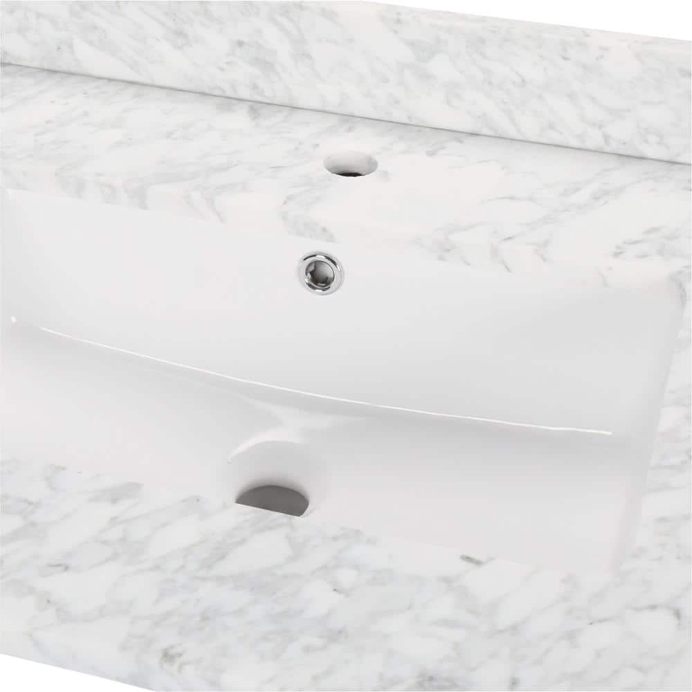 Sheffield 72" White Marble Top Double Vanity