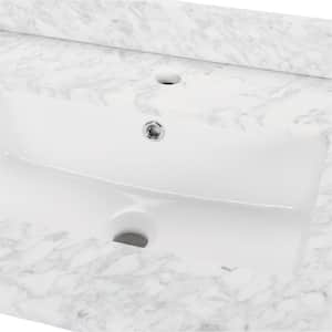 Sheffield 72 in. Double Vanity in White with Marble Vanity Top in Carrara White