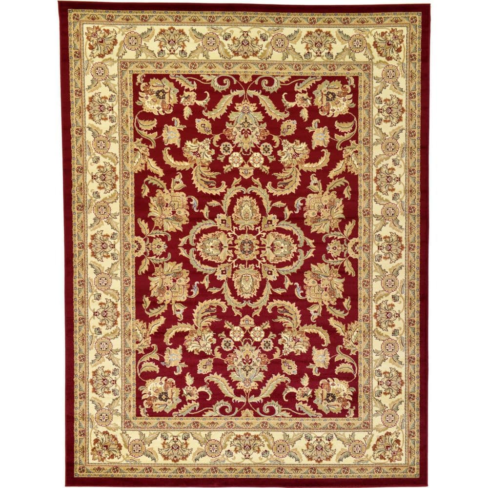 Elegant Voyage 9' x 12' Red Rectangular Easy-Care Synthetic Rug