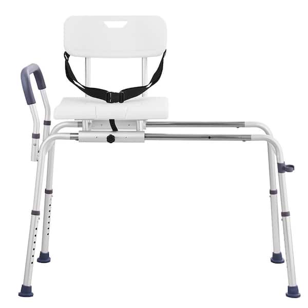 SVOPES Sliding Tub Transfer Bench, 22.2 in. W Freestanding Height Adjustable with Cut-Out Seat, Non-Slip in White