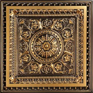 La Scala Antique Gold 2 ft. x 2 ft. PVC Glue-up or Lay-in Faux Tin Ceiling Tile (40 sq. ft./case)