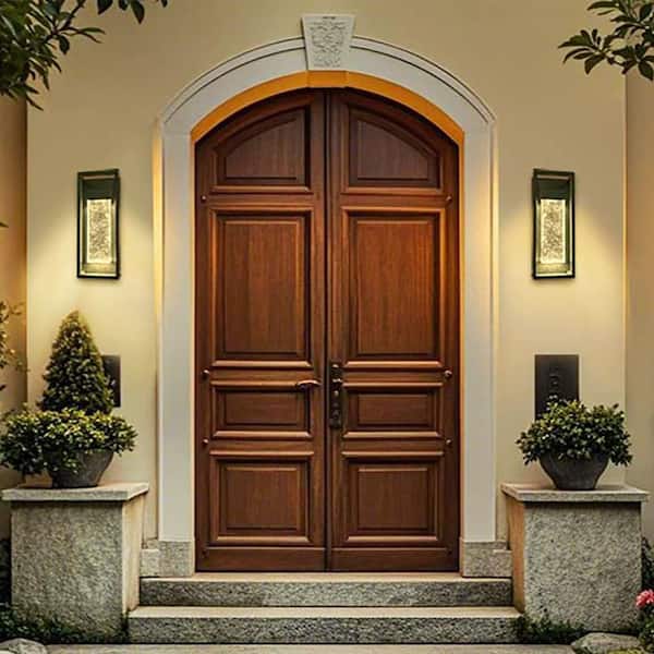 LUXE Integrated LED Black Crystal Wall Sconce 12 Watt 420 Lumens Adj CCT 2700K-5000K 120V 12.2 inch IP65