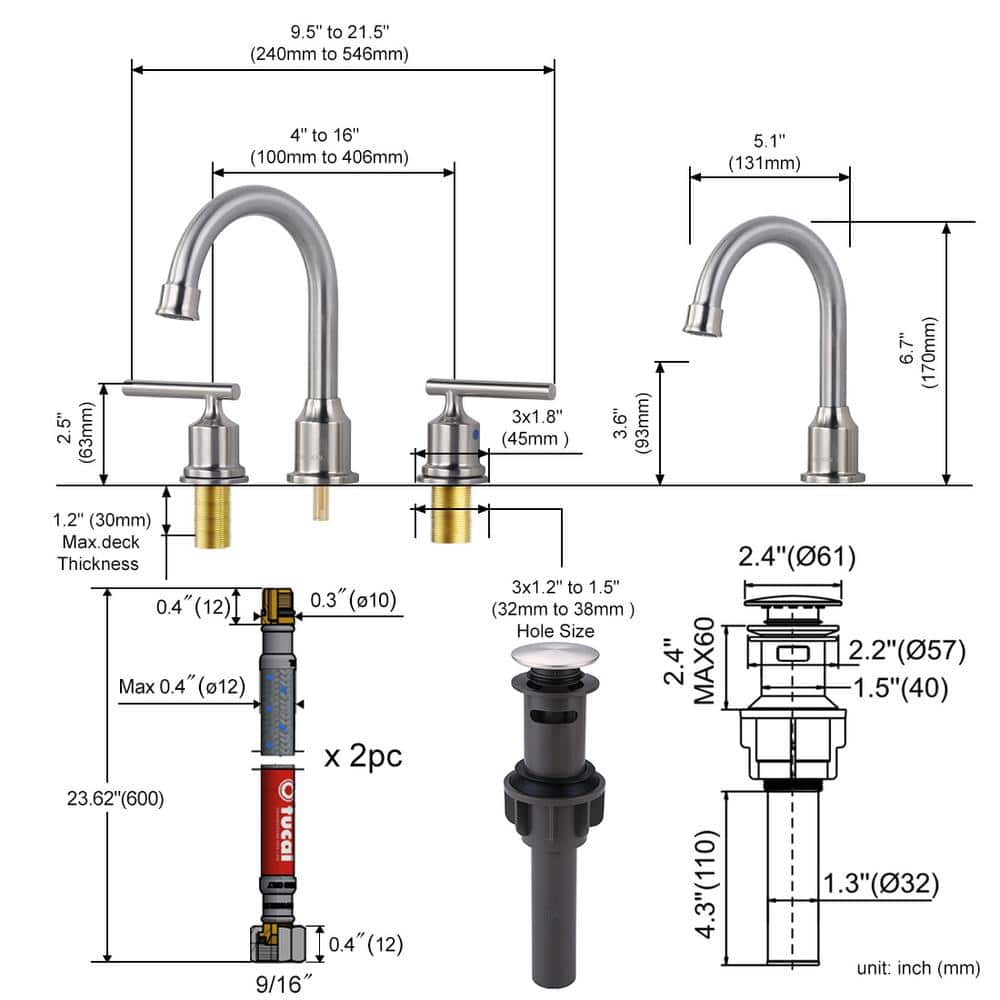 Rose Gold and Matte Black Stainless Steel Double Handle Bathroom Faucet