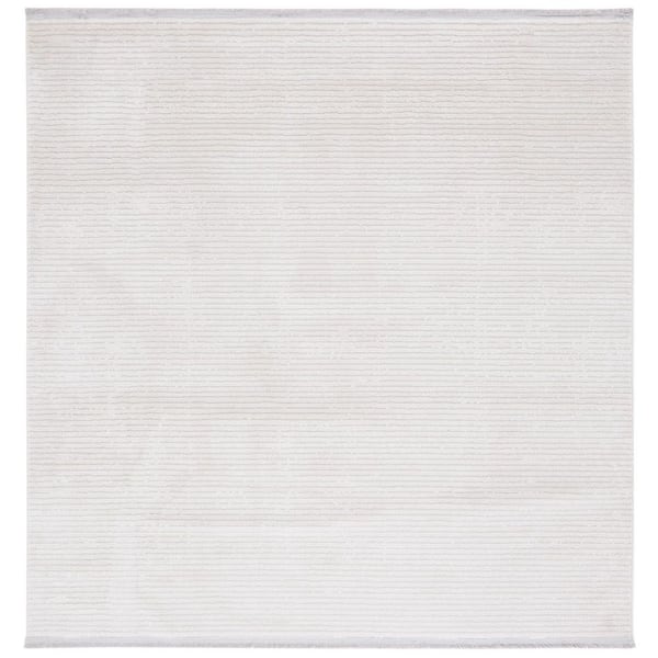 Whisper 3 ft. x 3 ft. Ivory Solid Striped Square Area Rug