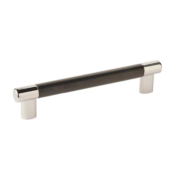 Amerock Esquire 6-5/16 in. (160mm) Modern Polished Nickel/Black Bronze Bar Cabinet Pull