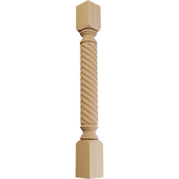 Ekena Millwork 3-3/4 in. x 3-3/4 in. x 35-1/2 in. Unfinished Cherry Hamilton Rope Cabinet Column
