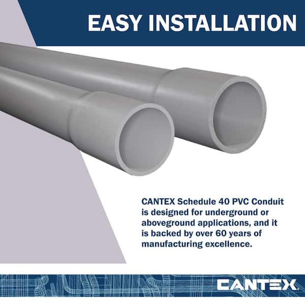 Cantex - 3/4 in. x 10 ft. Gray Non-Metallic PVC Schedule 40-Conduit