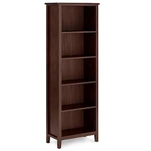 Artisan Solid Wood 72 in. x 26 in. Contemporary 5 Shelf Bookcase in Russet Brown