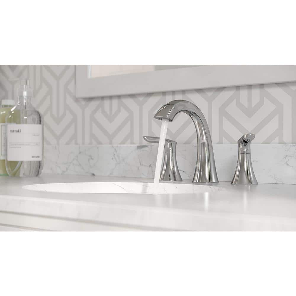 Weller 8" Polished Chrome Modern Bathroom Faucet with Drain Assembly