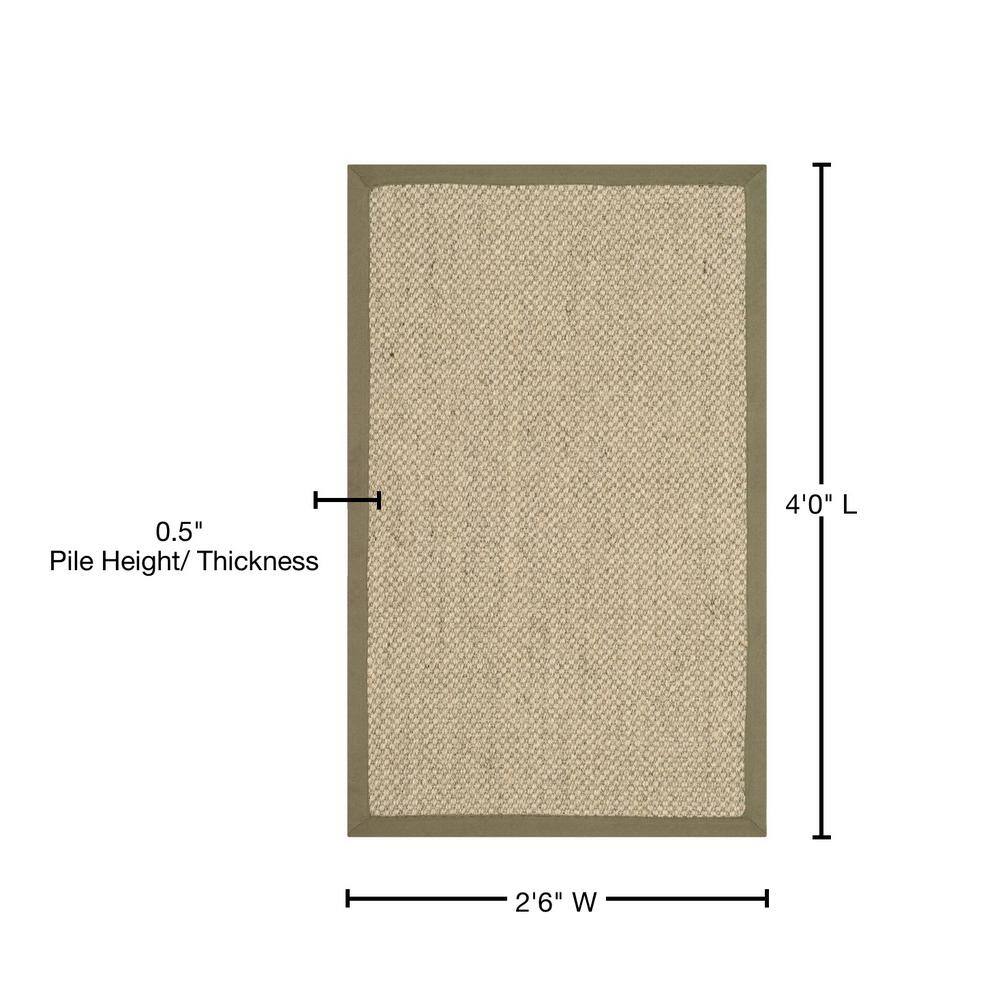 Natural Green Sisal Border 2'6" x 4' Area Rug