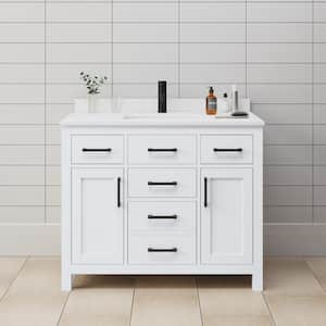 Beckett 42 in. W x 22 in. D x 35 in. H Single Sink Bath Vanity in White with White Cultured Marble Top