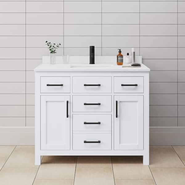 Beckett 42 in. W x 22 in. D x 35 in. H Single Sink Bath Vanity in White with White Cultured Marble Top