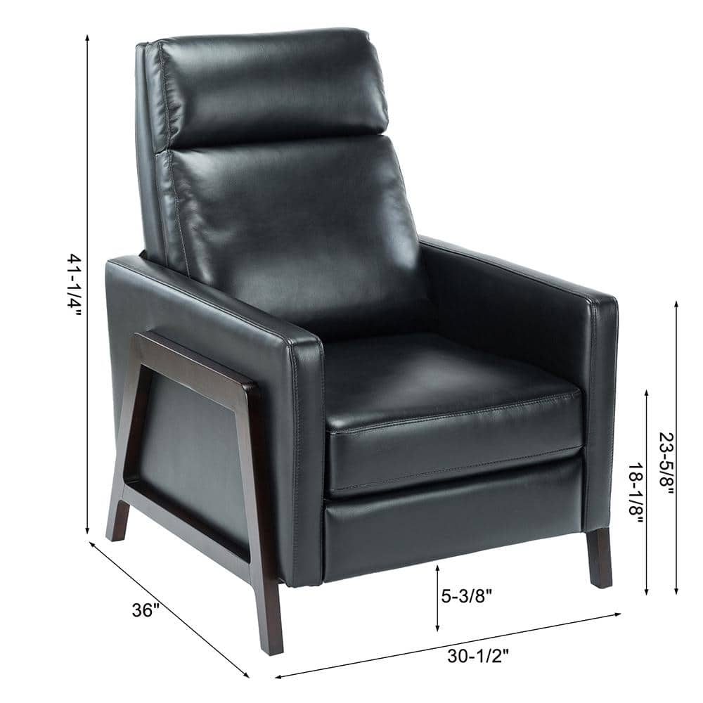 Maxton Black Faux Leather Mid-Century Modern Recliner