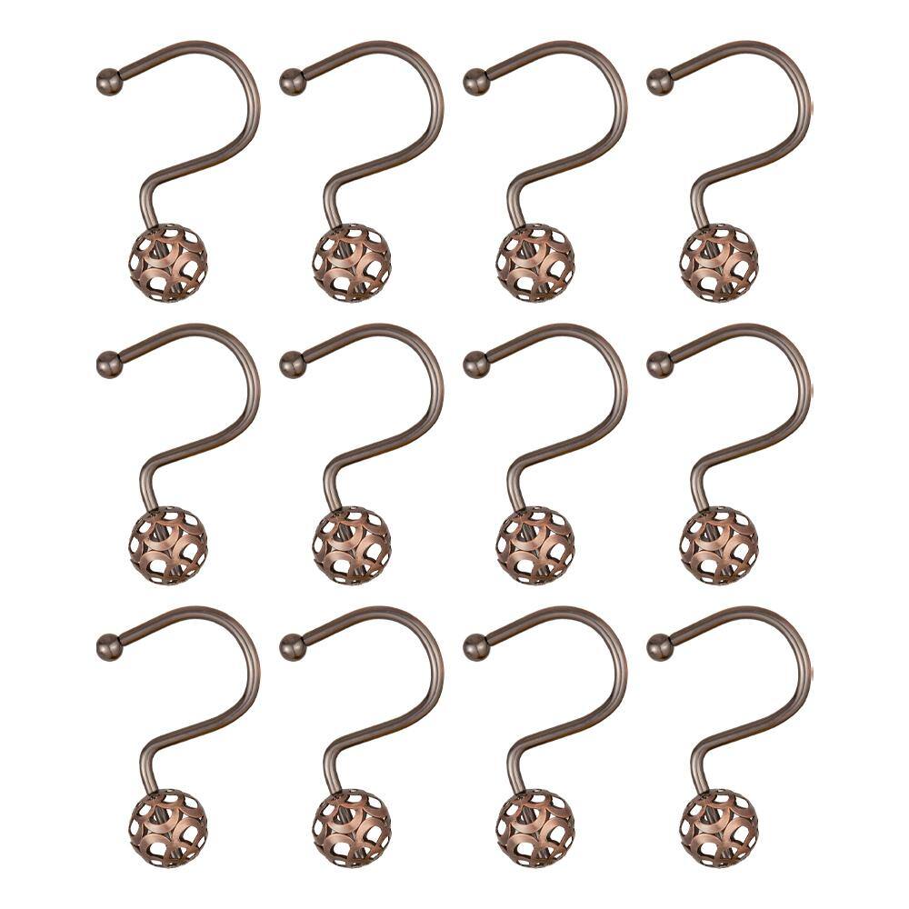 Oil Rubbed Bronze Hollow Ball Shower Curtain Hooks Set of 12