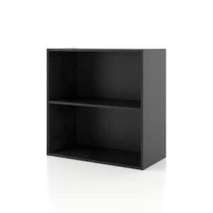 Quincy 23.7 in. Tall Stackable Black Engineered wood 2-Shelf Modern Modular Bookcase