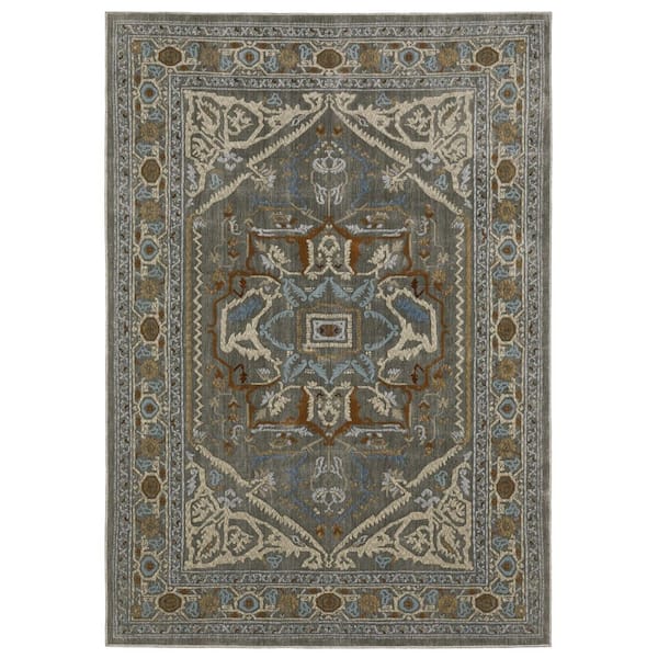 8 ft. x 11 ft. Blue And Green Medallion Area Rug