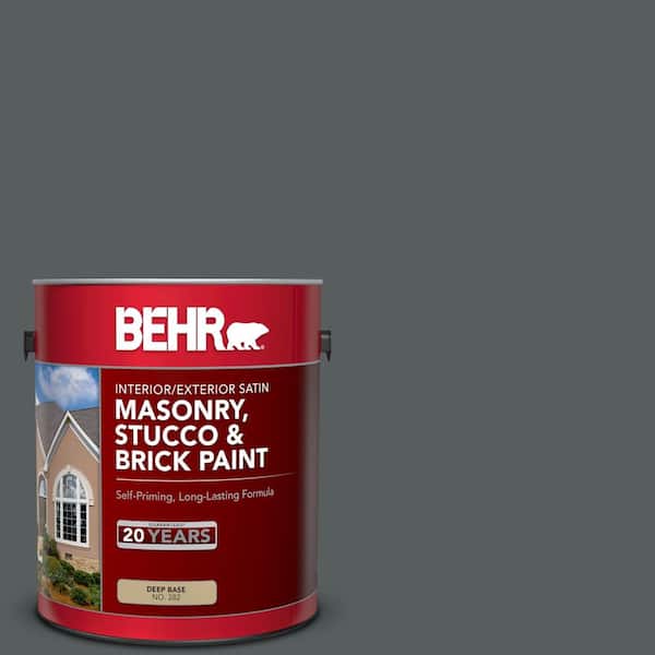 BEHR 1 gal. #N500-6 Graphic Charcoal Satin Interior/Exterior Masonry, Stucco and Brick Paint