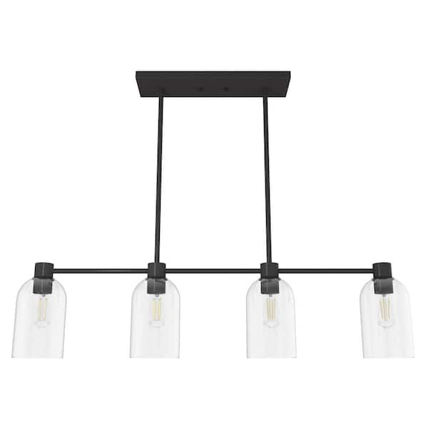Hunter Lochemeade 4 Light Noble Bronze Linear Chandelier with Clear