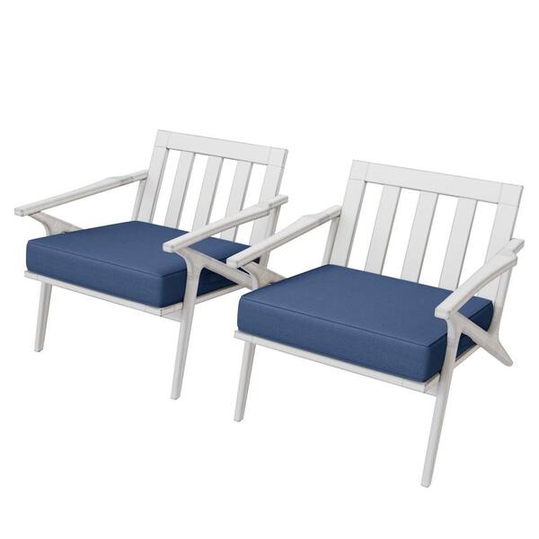 19 in. W x 4 in. H Outdoor Dining Chair Replacement Cushions With Ties in Navy (2-Pack)