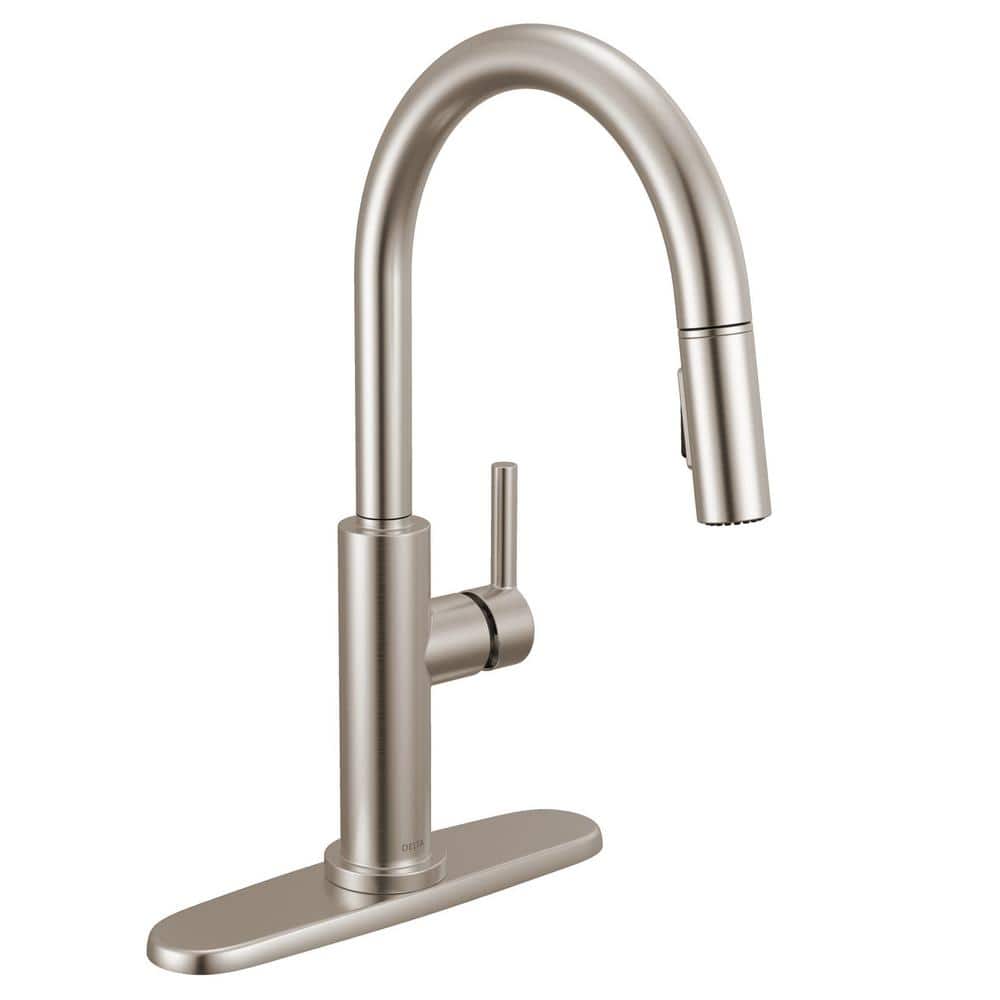 Brushed Stainless Steel Single Handle Pull-Down Kitchen Faucet