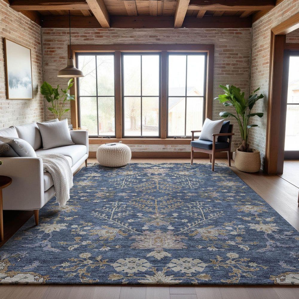 Mayfield Premium Machine Washable Abstract AMF1156 Blue 3 ft. x 4 ft. Area Rug price history on PriceWatchPro