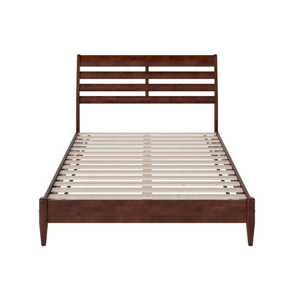 Savannah Walnut Full Solid Wood Low Profile Platform Bed