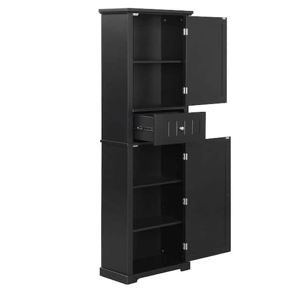 XUJMK 22 in. W x 11 in. D x 67 in. H Black Linen Cabinet, Tall