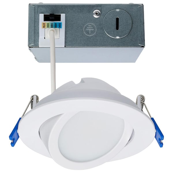 4 in. Adjustable CCT Canless New Construction IC Rated Dimmable Gimbal Indoor Integrated LED Recessed Light Trim