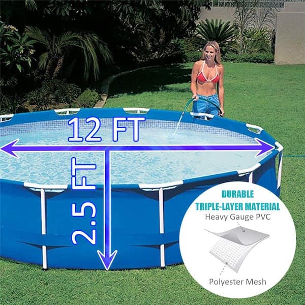 Intex Round 12 ft. x 30 in. Metal Frame Swimming Pool with Filter Pump and  Pool Maintenance Kit 30 in. H 28003E + 28211EH - The Home Depot