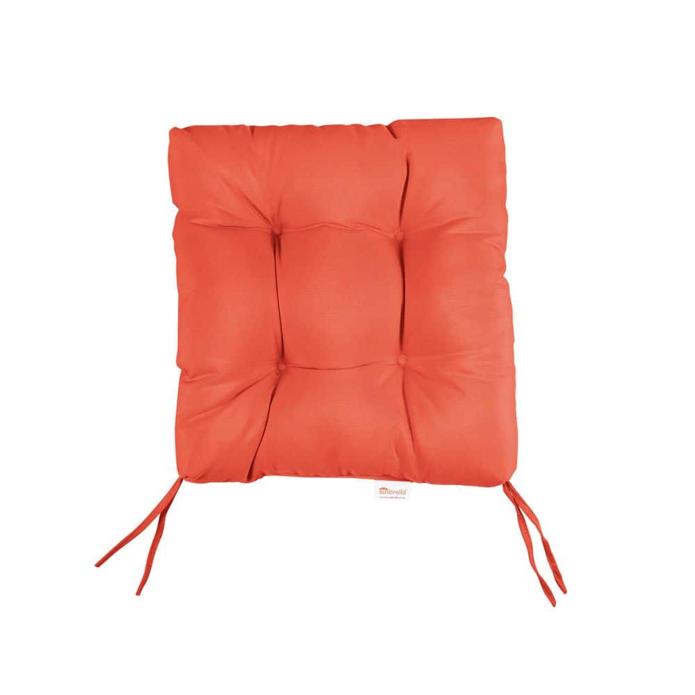 Sunbrella Canvas Melon Square Tufted Outdoor Seat Cushion