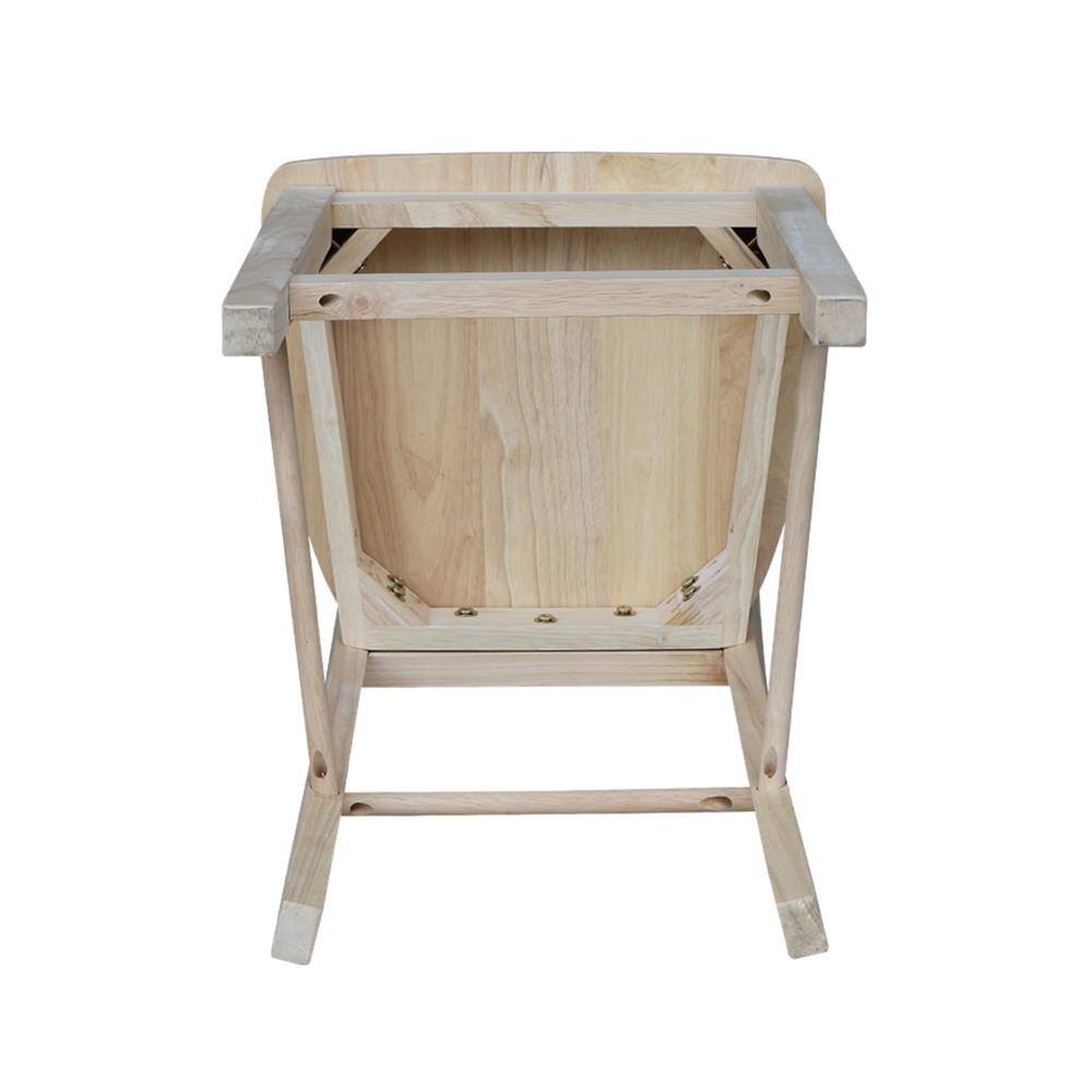 Traditional Unfinished Solid Parawood 24" Madrid Barstool