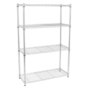 Silver 4-Layer Chrome Plated Iron Kitchen Cart