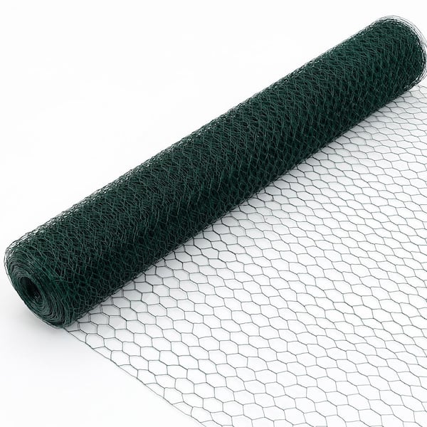 WRIGHTMASTER 43.2 in. x 196.85 ft. Galvanized Hexagonal Floral Green Mesh, Anti-Rust Chicken Wire Poultry Netting Cage